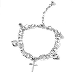 Cross & Heart Charm Bracelet